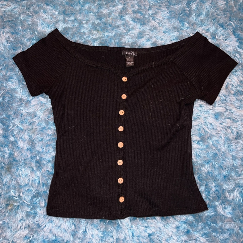 Rue21 Black Button Down Top